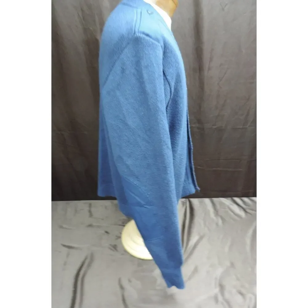 MEN'S size 46 R MILITARY EQUIP MEHLIN & ESTEY NAVY BLUE SWEATER ELBOW PATCHES